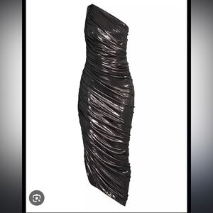 Norma Kamali Diana Metallic Silver Dress Size Small